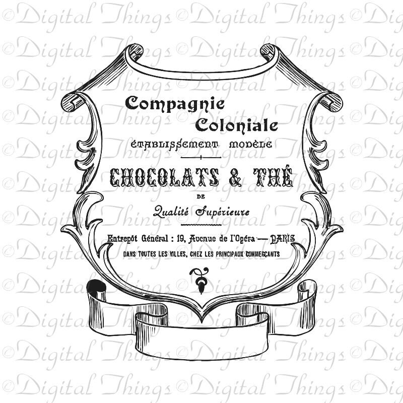 French Chocolate Label French Tea French Decor Wall Decor Art Etsy