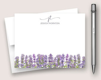 Personalized Note Card Set. Personalized Stationery Set. Lavender Note Card. Personalized Stationary Card Set. Floral Card Set. DT3034