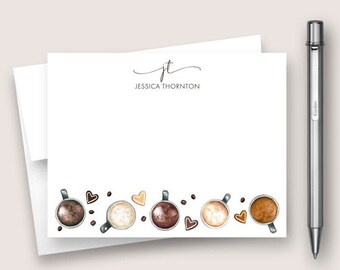 Personalized Note Card Set. Personalized Stationery Set. Personalized Stationary Card Set. Coffee Card Set. DT3059