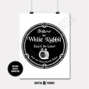 Alice In Wonderland White Rabbit Watch Wall Decor Art Printable Print Digital Instant Download for Art or Iron On Transfer DT984