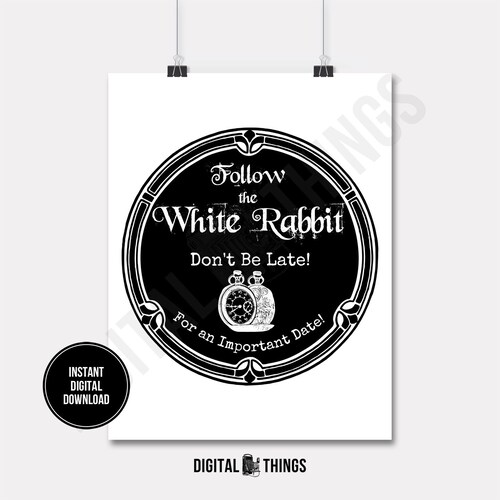 Alice in Wonderland White Rabbit Down Rabbit Hole Word Art - Etsy