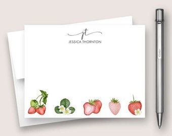 Personalized Note Card Set. Personalized Stationery Set. Personalized Stationary Card Set. Strawberry Fruit Card Set. DT3068