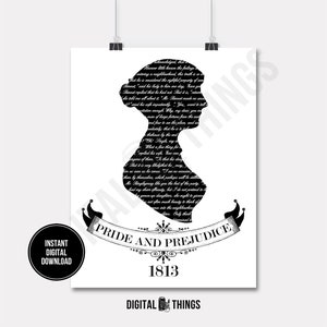Orgueil et préjugés de Jane Austen Script imprimable impression numérique téléchargement immédiat pour oeuvre d'art ou fer sur le transfert DT1120
