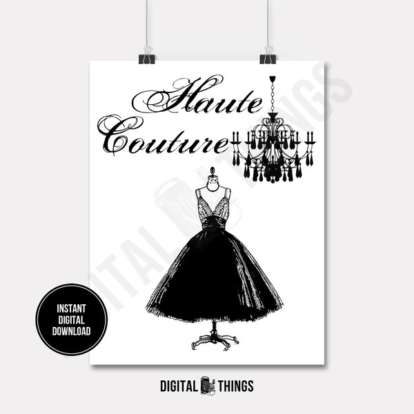 French Fashion Chandelier Haute Couture 1950 Dress Printable Print Digital Instant Download for Art or Iron On Transfer DT950