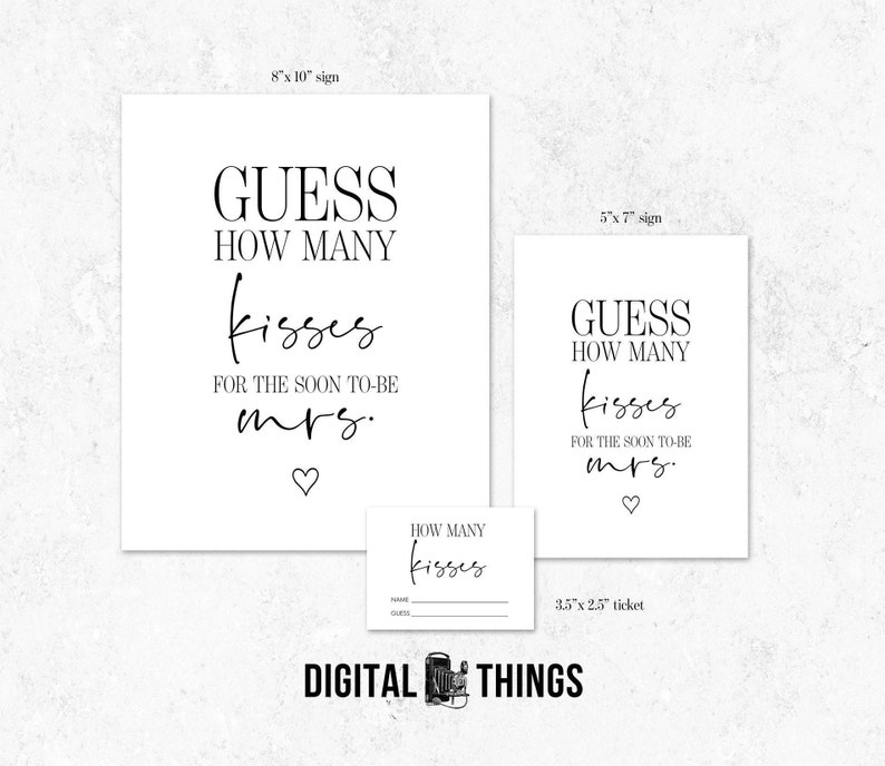 Modern Bridal Shower Game How Many Kisses in A Jar Game. Etsy