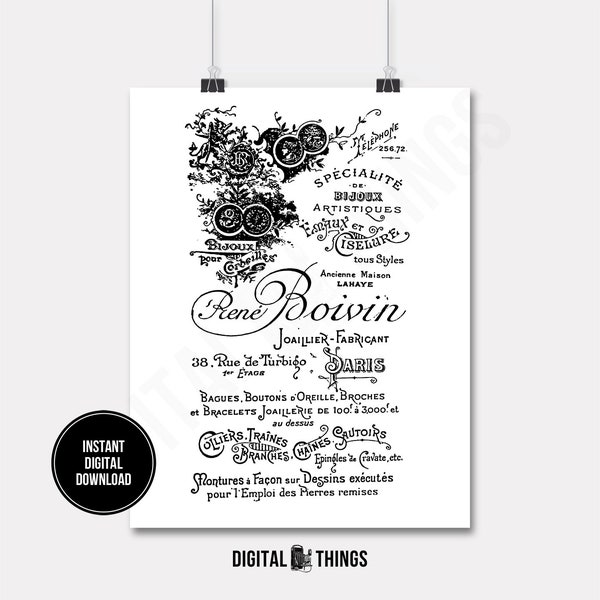 French Script French Ad French Decor Wall Decor Art Printable Digital Download for Iron on Transfer Fabric Pillow Tea Towel DT866