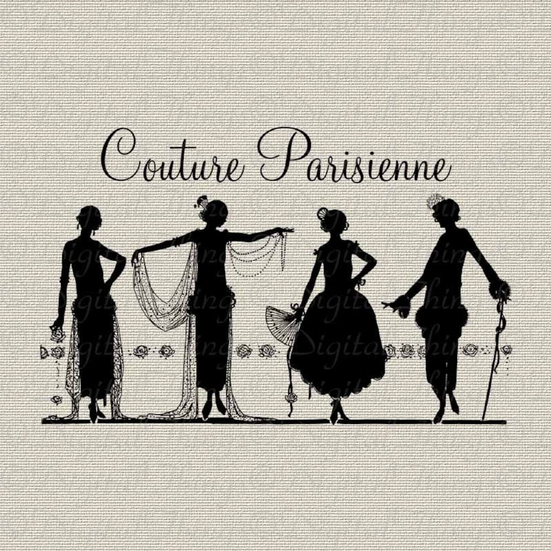 French Paris Fashion Couture Silhouette Art Deco French Decor - Etsy