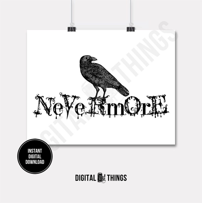 Halloween Gothic Grunge Edgar Allan Poe the Raven Bird Nevermore ...