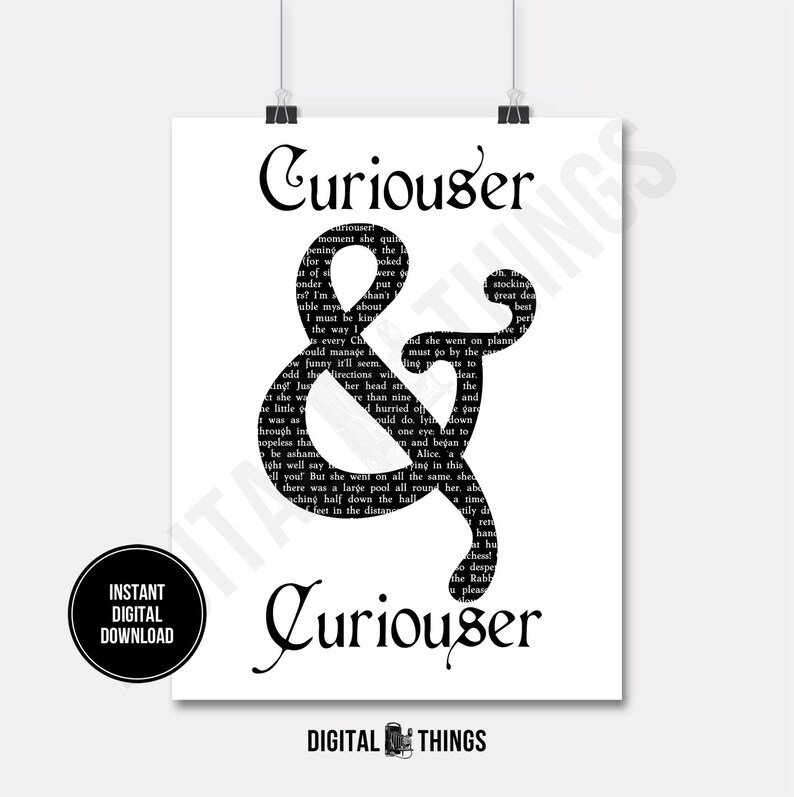 Alice in Wonderland Curiouser and Curiouser Word Art Printable Etsy