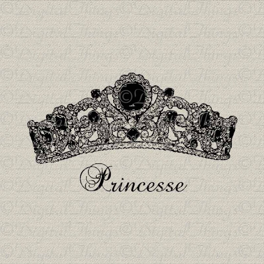 Crown French Script Princess Tiara Wall Decor Art Printable Etsy