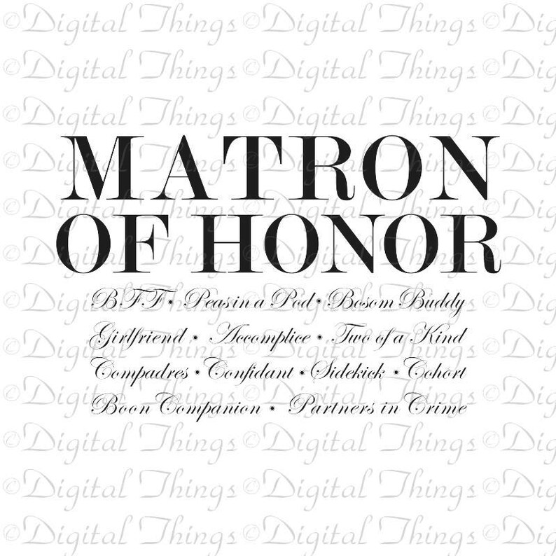 Wedding Bridal Bachelorette Party Matron of Honor Definition Etsy