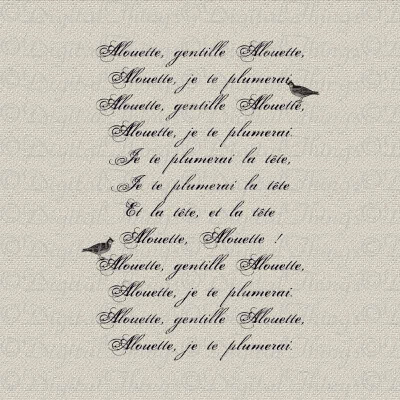 French Script Nursery Rhyme Song Alouette French Decor Etsy