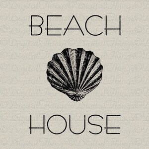 Beach House Sea Shell Seashore Ocean Wall Decor Art Printable Digital Download for Iron on Transfer Fabric Pillows Tea Towels DT1103 image 1
