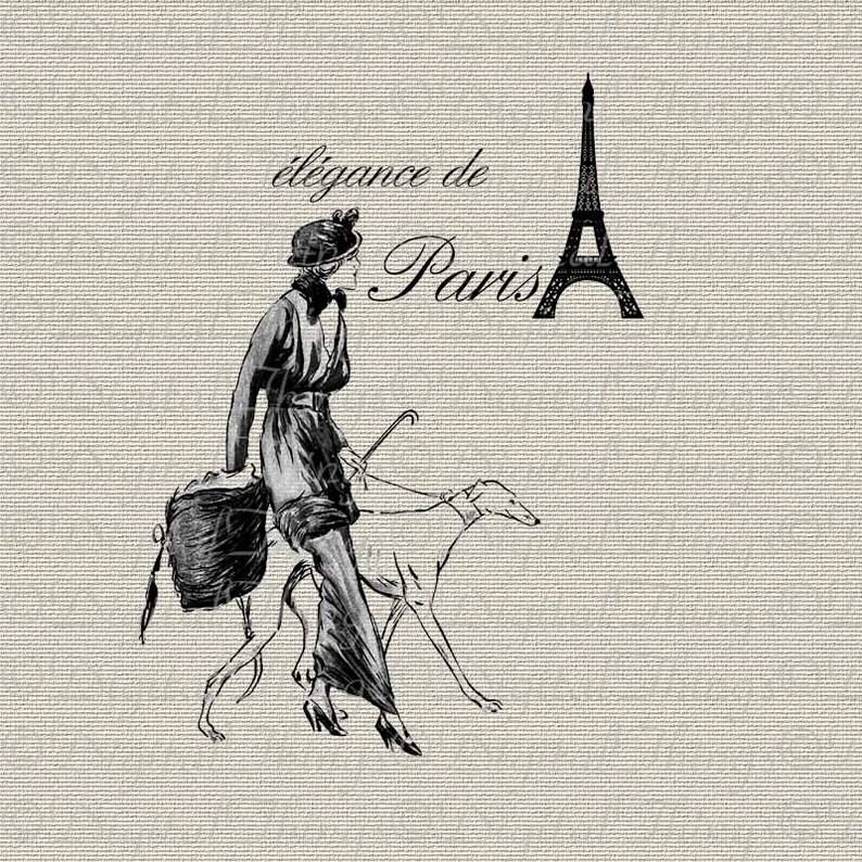 French Fashion Paris Eiffel Tower Greyhound Dog French Decor Etsy