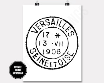 French Stamp French Postmark French Decor Wall Decor Art Printable Digital Download for Iron on Transfer Fabric Pillows Tea Towels DT1010