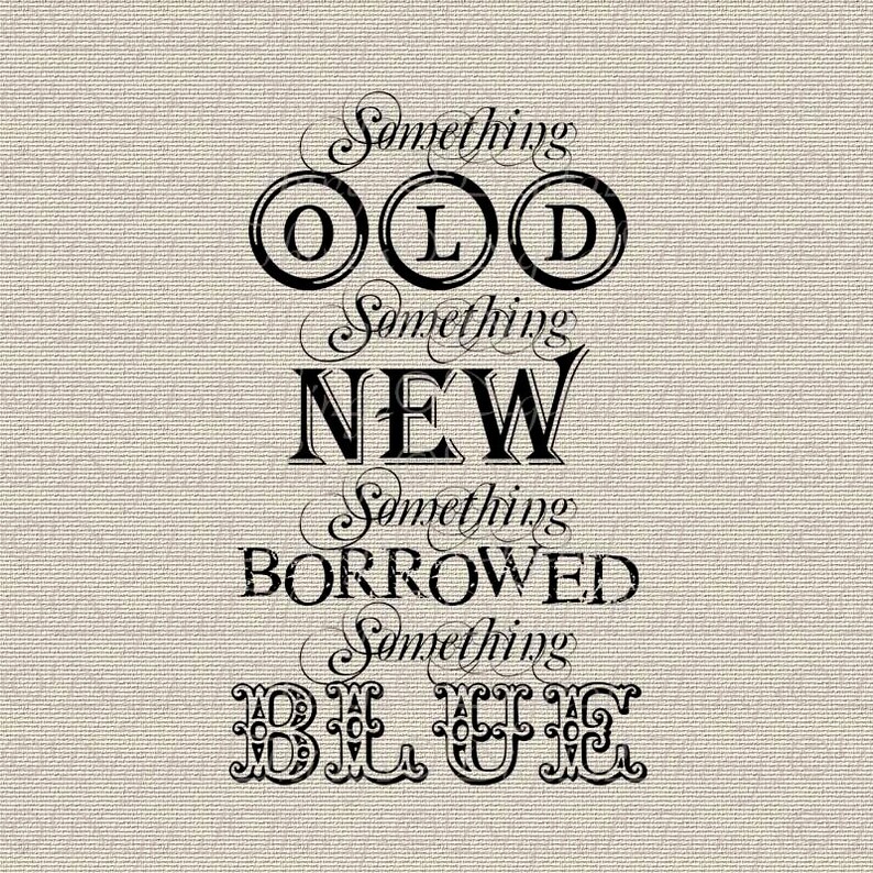 Wedding Something Old New Borrowed Blue Script Printable Etsy