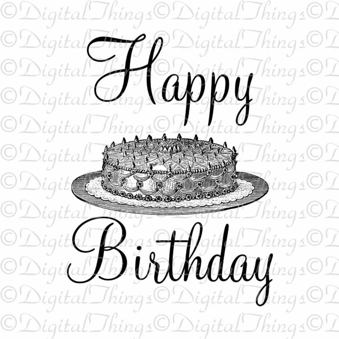 Happy Birthday Cake Script Holiday Decor Wall Decor Art Etsy