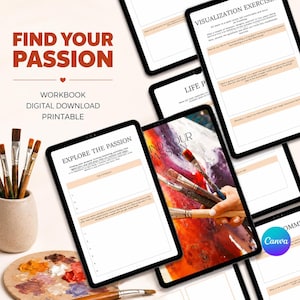 Cahier d'exercices « Trouve ta passion » | Journal de découverte de soi et de raison d'être (Téléchargement numérique)
