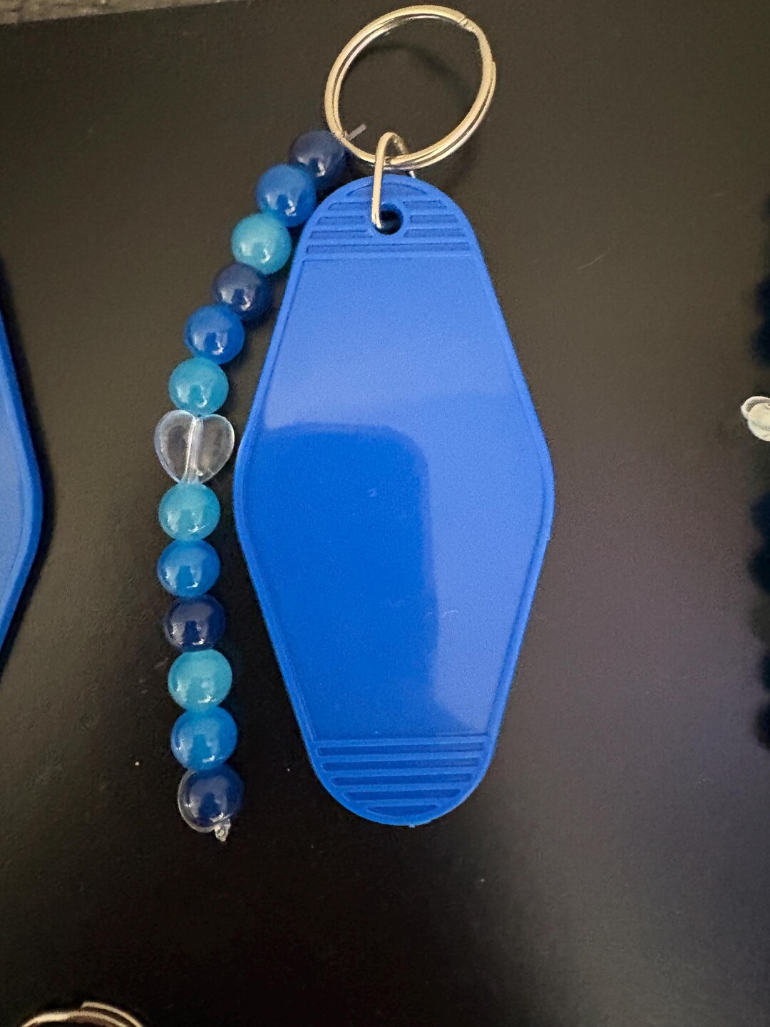 Handmade Blue Beaded Keychain - Etsy
