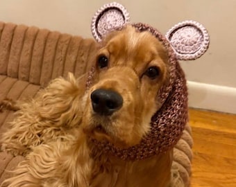Scaldacollo per cani lavorato a maglia con orecchie d'orso, misto cotone