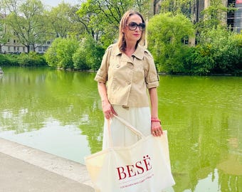 Oversized Tote Bag BESË – for women who carry strength, large minimalist bag, aesthetic everyday tote, neutral fashion