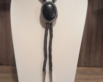 Black Onyx Sterling Silver Onyx Navajo Bolo
