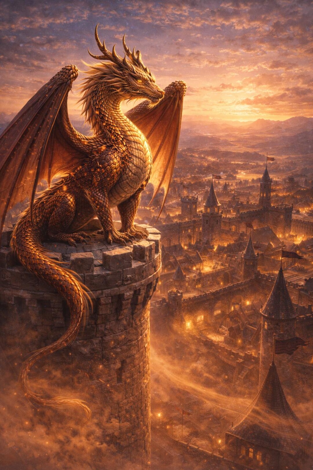 Medieval Dragon Wall Art Set of 3, Castle Guardian Dragons, Castle ...