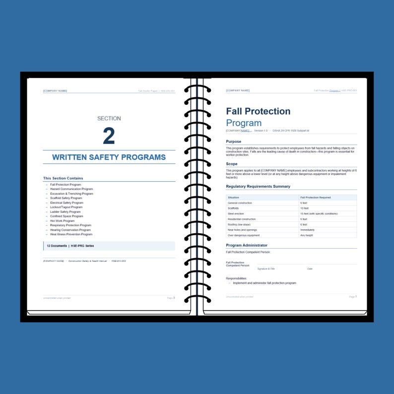 Construction Safety Manual Template for Contractors OSHA Compliant