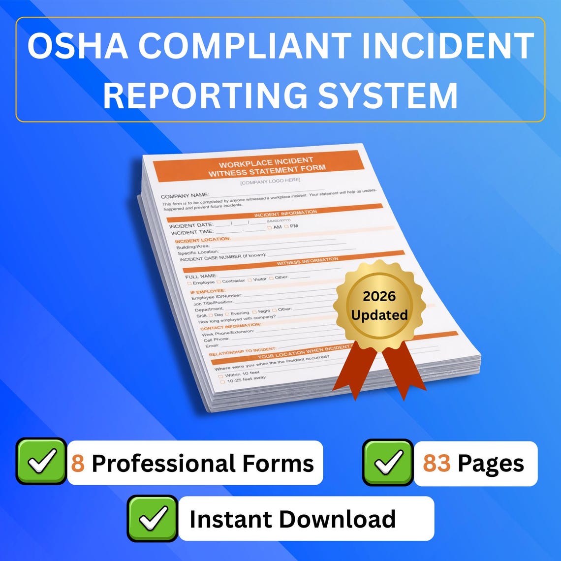 OSHA 300 300A 301 Workplace Incident Report Forms Editable Bundle ...