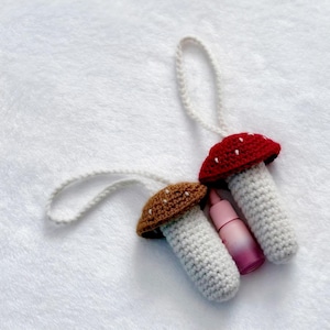 Handmade Crochet Lipstick Pouch Bag Charm - Mushroom Designs