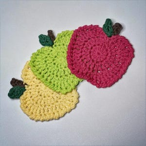 Handmade Crochet 100% Cotton Apple Coaster