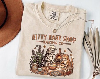Rolig katttröja, surdegsskjorta, Kitty Bake Shop Baking Co-tröja, kattmeme-tröja, kextröja, bageri-tröja, kattälskare-gåva, katttröja