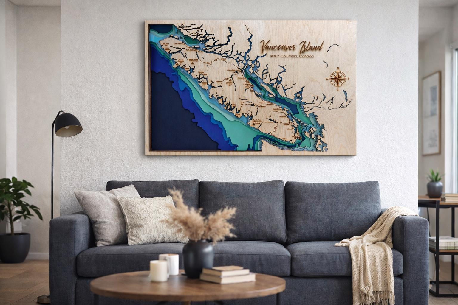 Toile Impression Carte Du Monde Océan Moderne Art Mural Par Kunstgestalten24