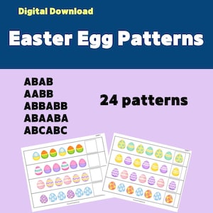 Easter Egg Patterns (Digital Download) - Easter Preschool activity, Homeschool Printables, Kindergarten, pre-k