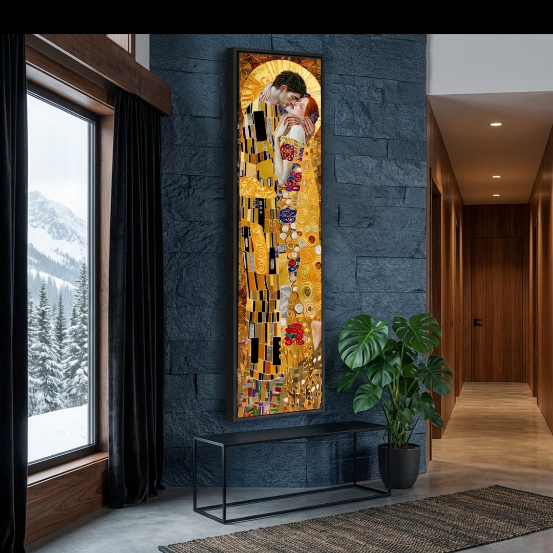 Gustav Klimt the Kiss Canvas Print, Romantic Golden Art - Etsy