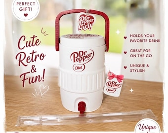 3D Printed Diet Dr Pepper Inspired Koozie Cup Tumbler with Straw Topper Can Opener Gift for Soda Lovers