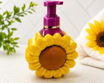 Sunflower Soap Dispenser Holder 3D Printed Bathroom Kitchen Decor Floral Soap Bottle Cover
