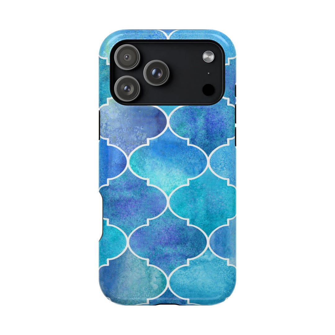 Tile Phone Case Blue Watercolor Moroccan Tile Phone Case | Magnetic Impact-resistant ...