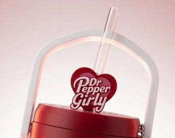 Dr Pepper Girly Stroh Topper | 3D Gedruckt Stroh Anhänger | Wiederverwendbares Becherzubehör | Nettes Geschenk für Dr Pepper Liebhaber