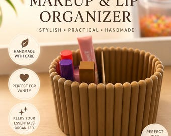 3D Printed Ribbed Makeup Organizer: Lip Gloss, Brush Holder, Vanity Storage