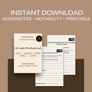 Annual review journal 2026 printable self reflection workbook women