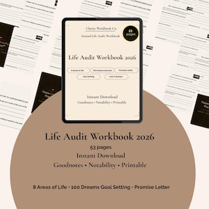 Life Audit Workbook 2026  Self Reflection Journal  Digital Planner PDF Annual Review  Goal Setting  Instant Download