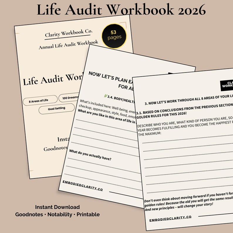 Digital planner PDF instant download self reflection journal GoodNotes Notability