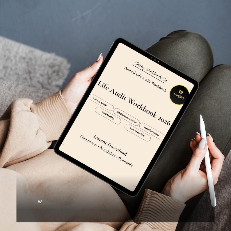 Goal setting journal life audit workbook digital planner PDF women