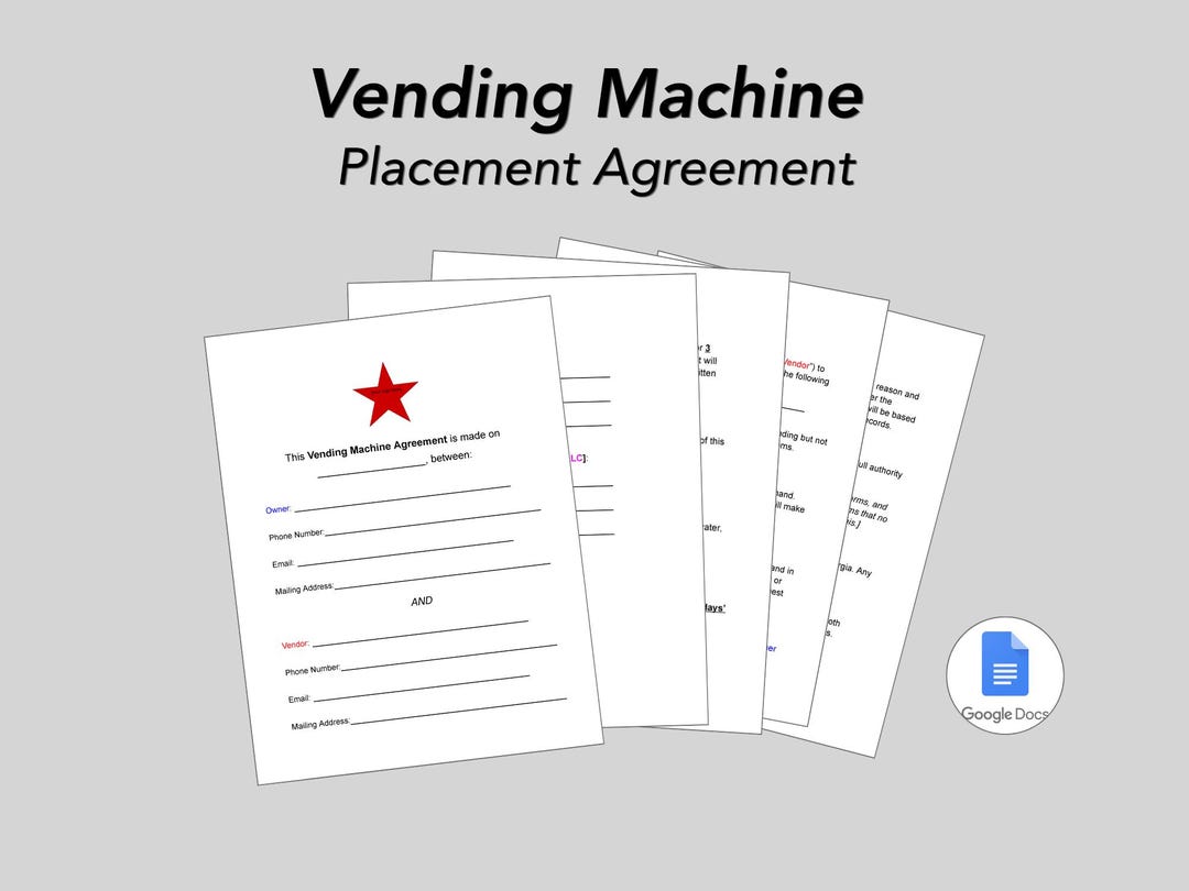 Vending Machine Placement Agreement Template, Vendor Contract (google ...