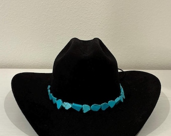 Cowboyhutband aus türkisfarbenem Stein mit Lederbesatz