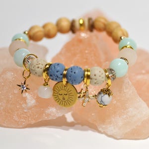 Armbandskit med aromaterapi i pastellfärgad regnbåge, armband med eterisk olja, smycken i sommarstil, ritual för långsam living, bohemisk självvårdsgåva