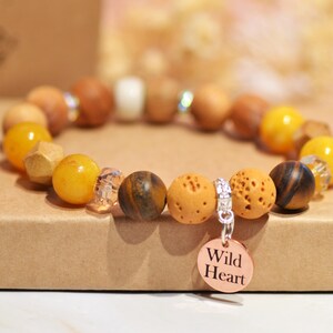 Tigerauge Citrin Diffusor Armband, Lavastein Aromatherapie Armband, Gravur Mantra Charm, bedeutungsvolles Geschenk für Kristall-Liebhaber