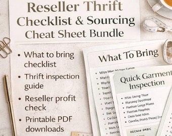 Reseller Thrift Checklist & Sourcing Guide | Clothing Reseller Starter Kit (Digital Download PD