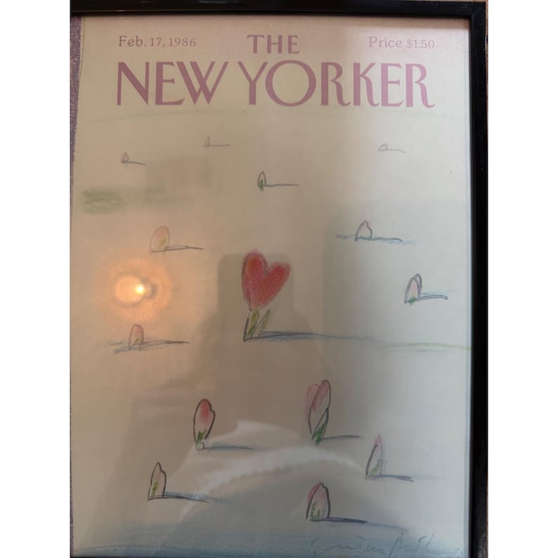 Portada enmarcada de la revista The New Yorker del 17 de febrero de 1986, ilustración de un corazón. imagen 3